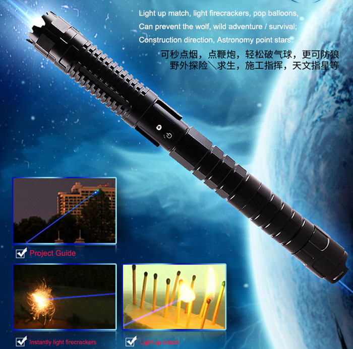 World Most Powerful Blue Laser Pointer 445nm 5000mW Focusable